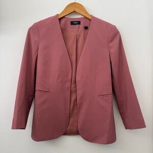 THEORY Lindrayia Wool Blend Blazer Womens 2 Pink Open Front Clean Neck Line